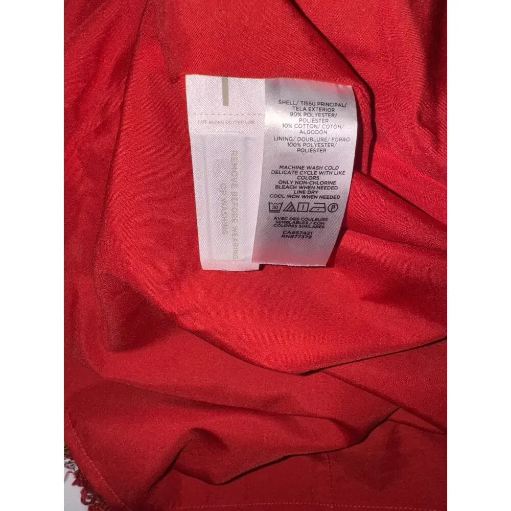 Ann Taylor Plaid Fringe Tweed Skirt Classic Red 578511 Sz 4 Top Of Knee NWOT - Picture 10 of 16